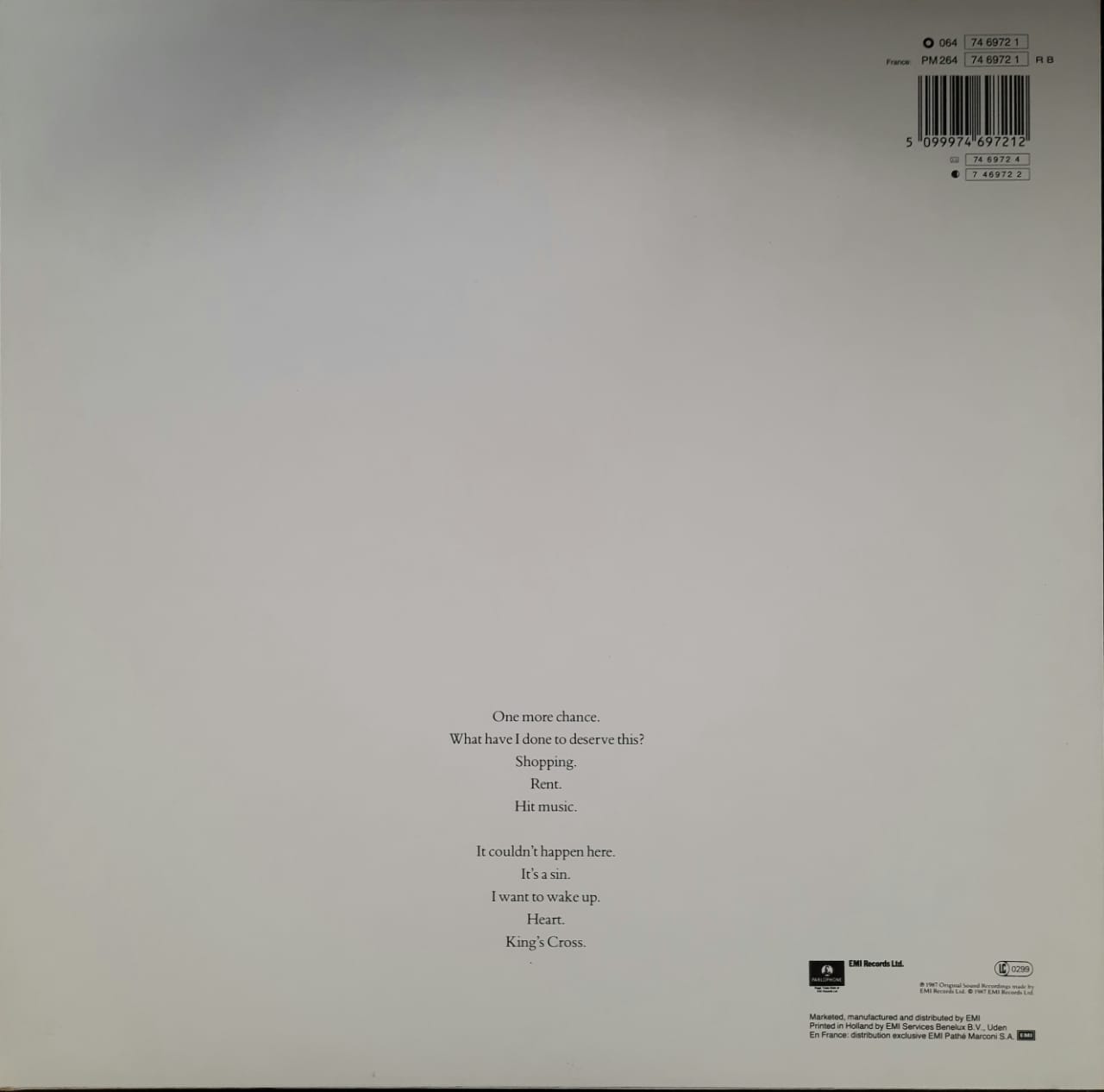 Pet Shop Boys – Actually (LP, Europa, 1987)