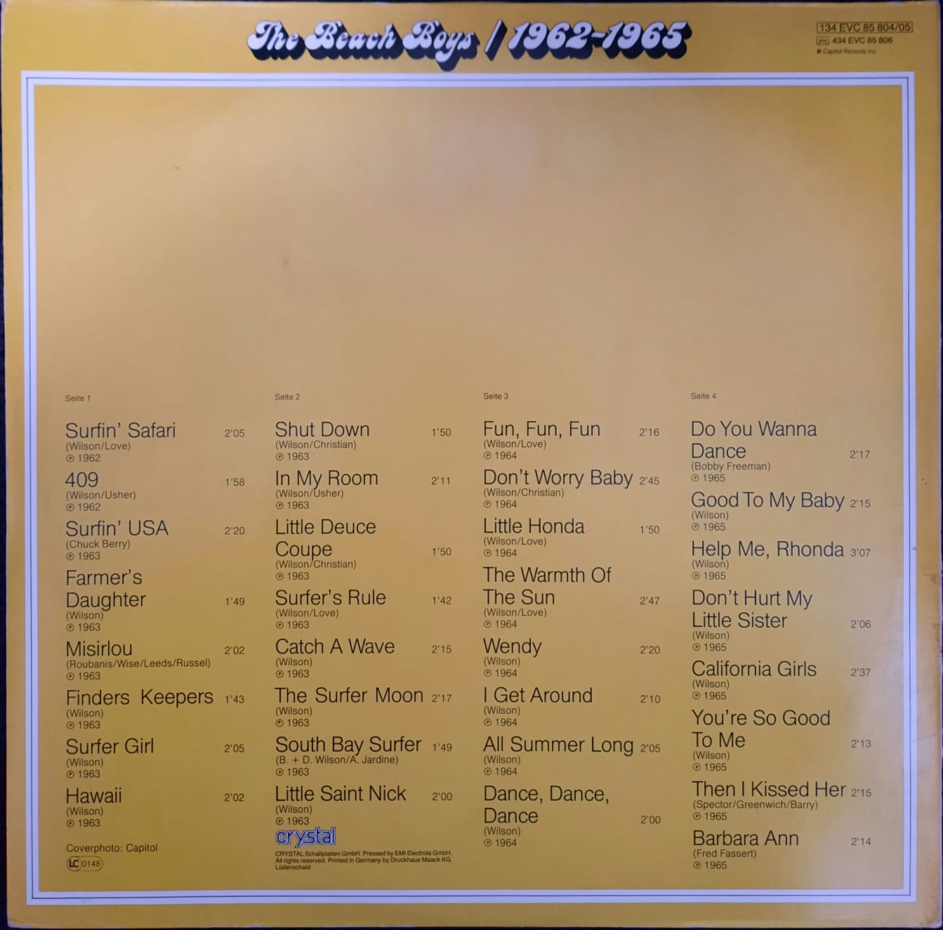 The Beach Boys – 1962-1965 (LP, Alemania, 1978)