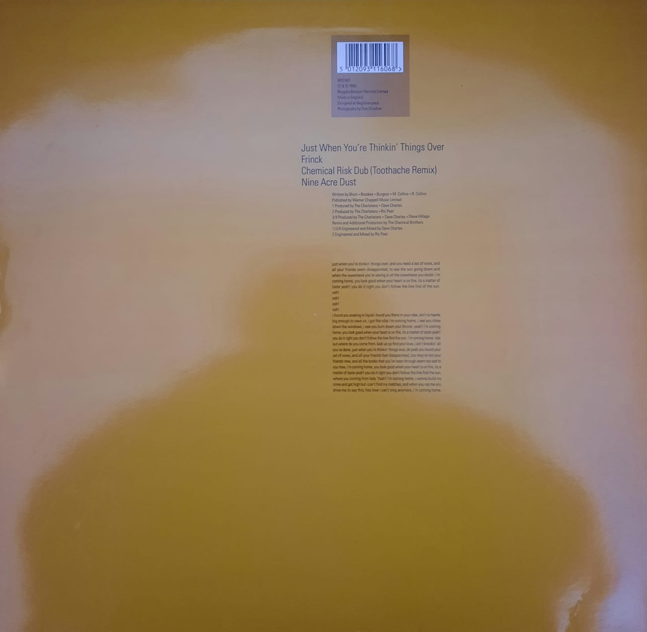 The Charlatans – Just When You're Thinkin' Things Over (12", Reino Unido, 1995)