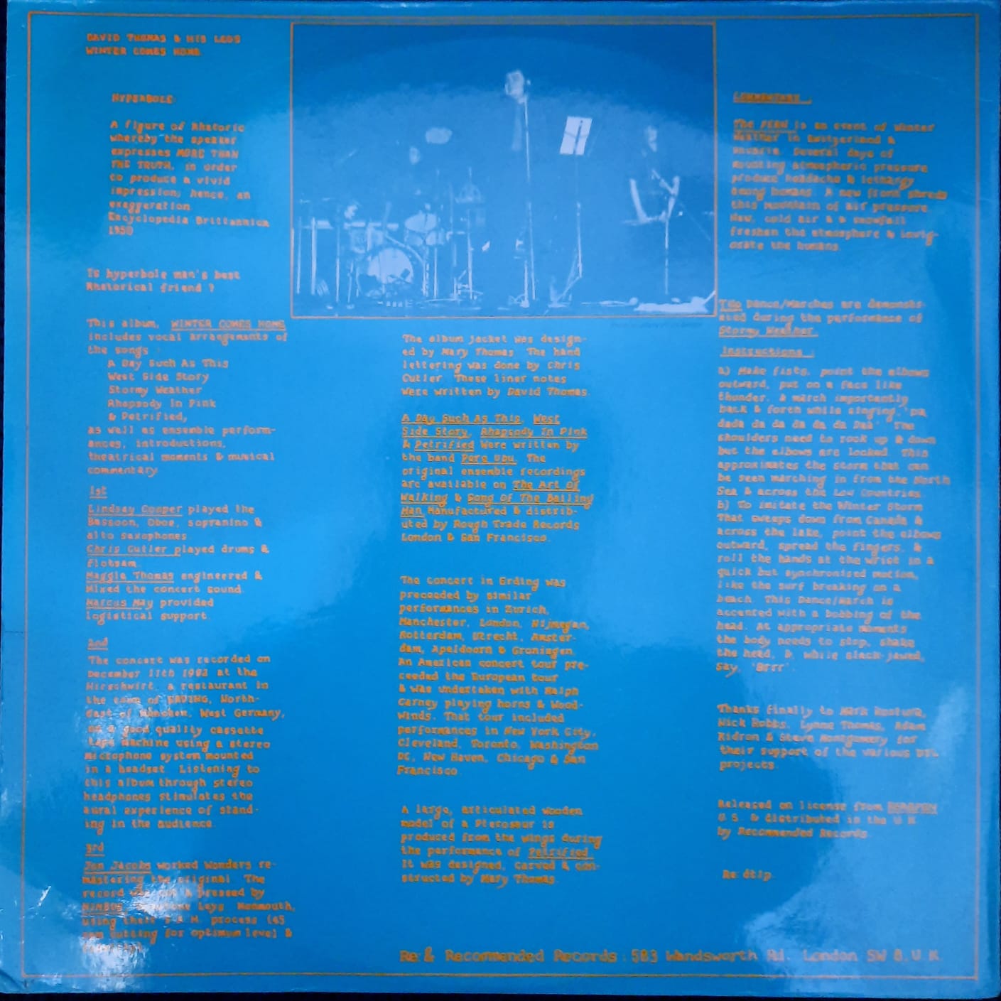 David Thomas And His Legs – Winter Comes Home (LP, Reino Unido, 1983)