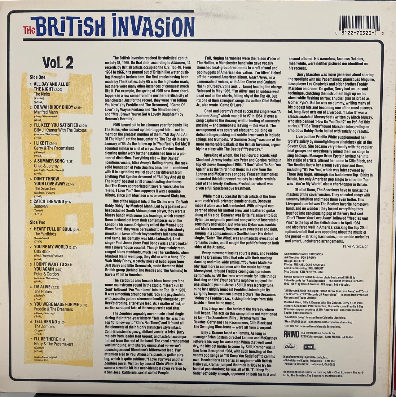 Various – The British Invasion (The History Of British Rock, Vol. 2) (LP, EE.UU, 1988)