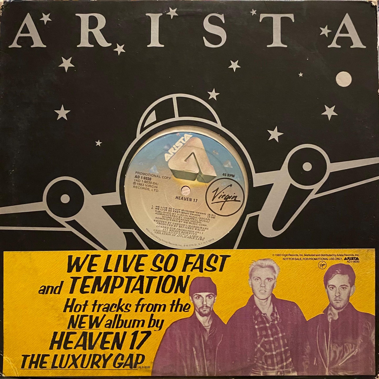 Heaven 17 – We Live So Fast / Temptation (vinilo, 12", usado, EE.UU., 1983)