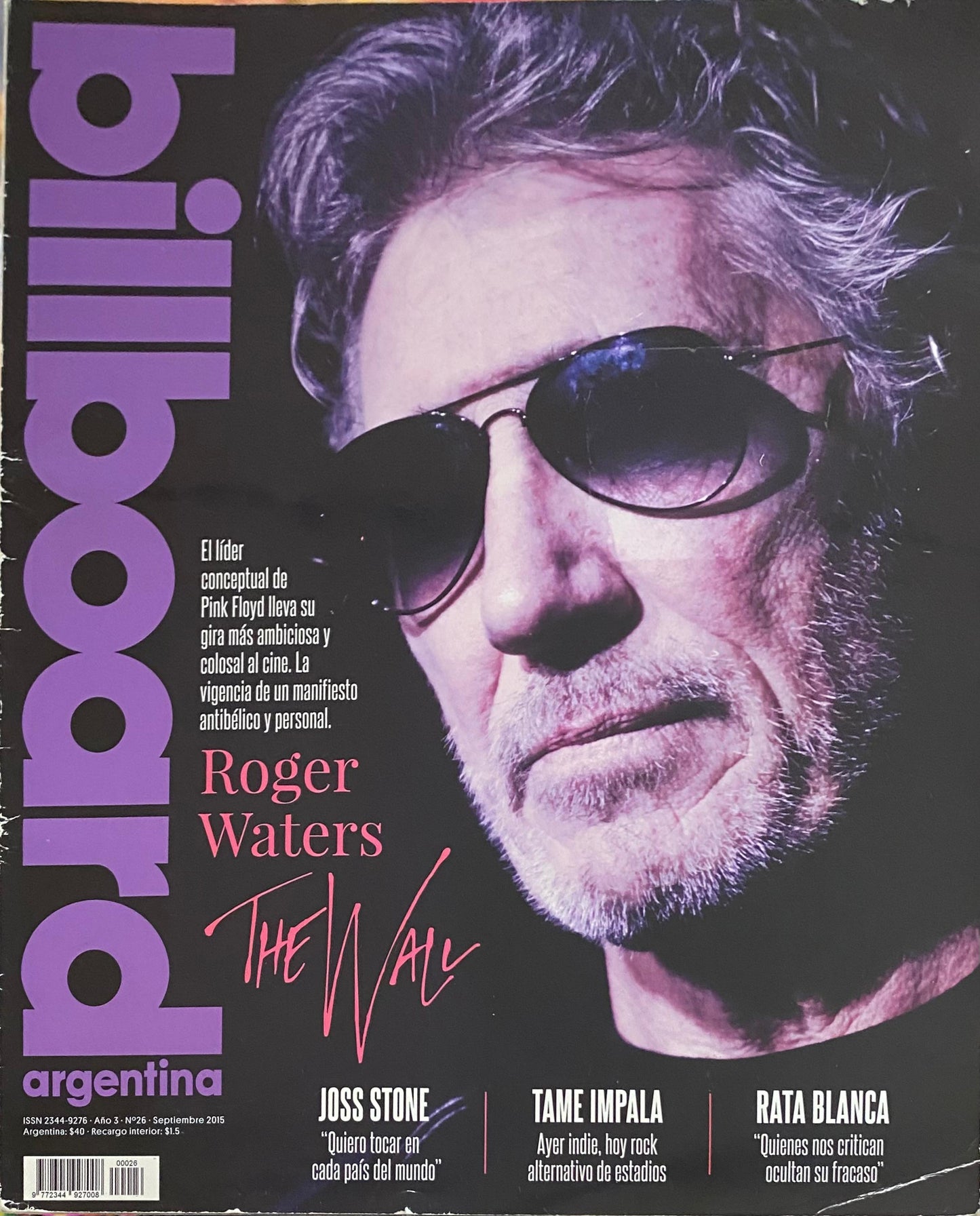 Billboard Argentina, N°26, septiembre 2015, Roger Waters (Tame Impala, Albert Hammond Jr., Wilco, Nina Simone)