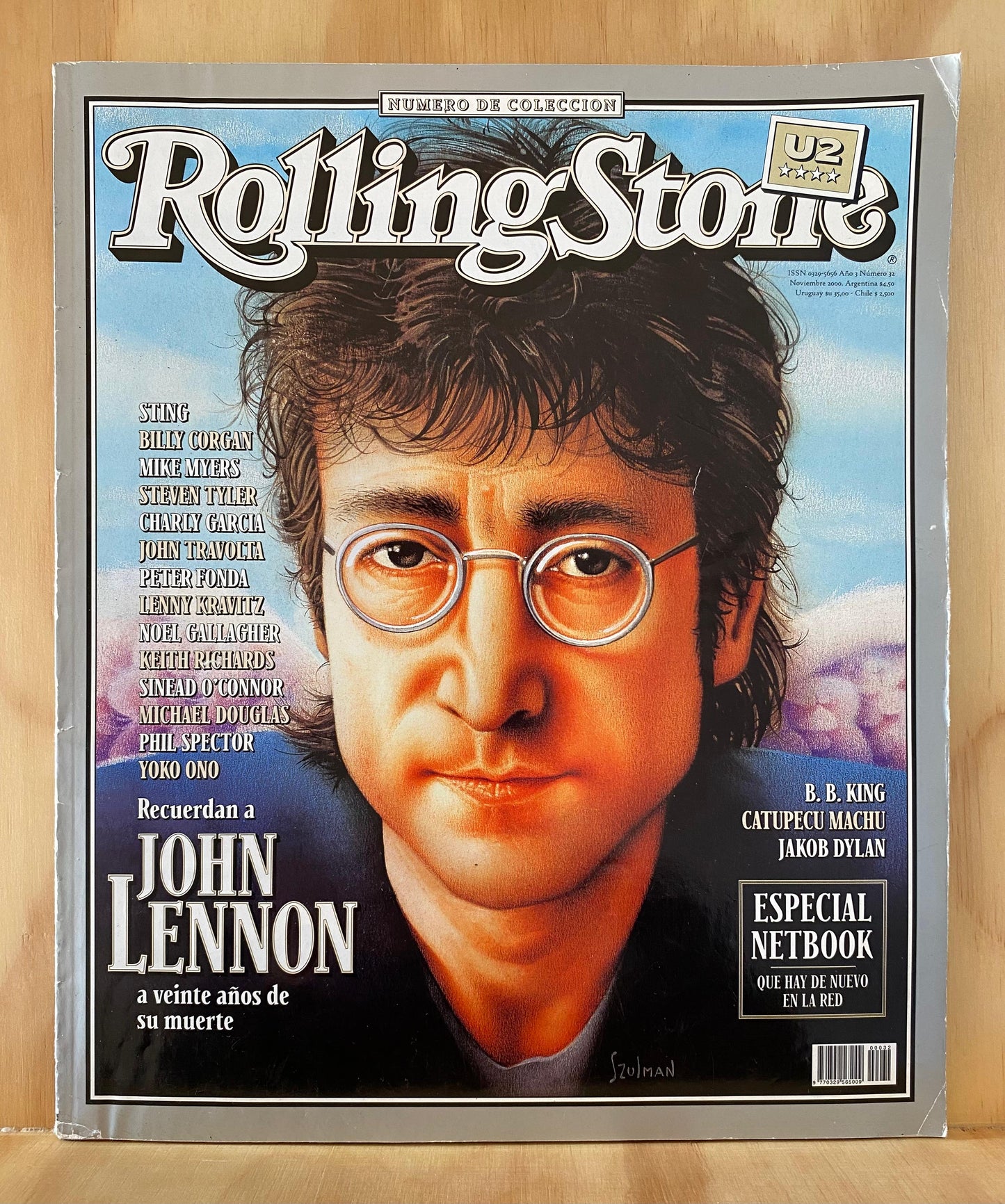 Rolling Stone Argentina, N°32, noviembre 2000, Número de colección, Sting, Billy Corgan, Charly García, Noel Gallagher, Keith Richards, Phil Spector, entre otros, recuerdan a John Lennon a veinte años de su muerte