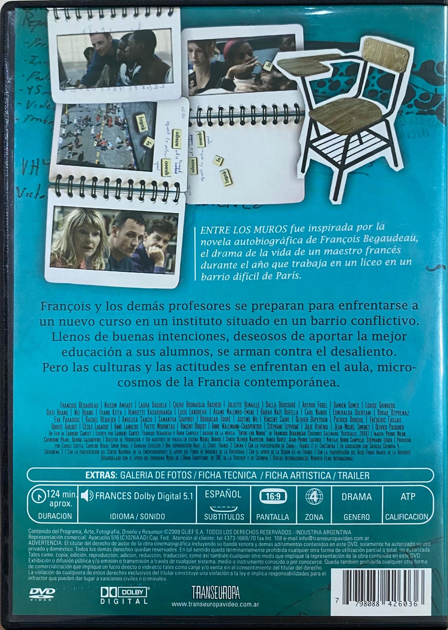 Entre los muros (Entre les murs), de Laurent Cantet (DVD, usado)