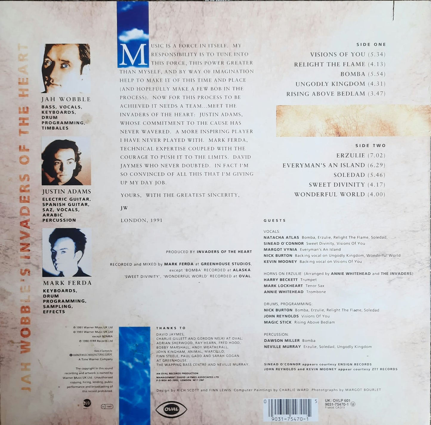 Jah Wobble's Invaders Of The Heart - Rising Above Bedlam (LP, Europa, 1991)