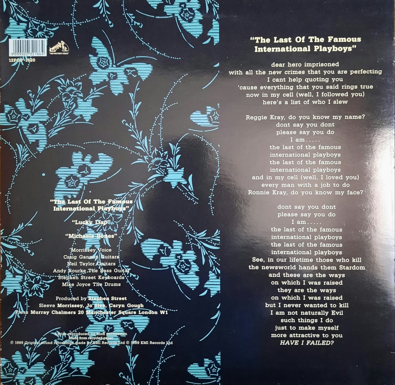 Morrissey – The Last Of The Famous International Playboys (12", 45 RPM, Reino Unido, 1989)