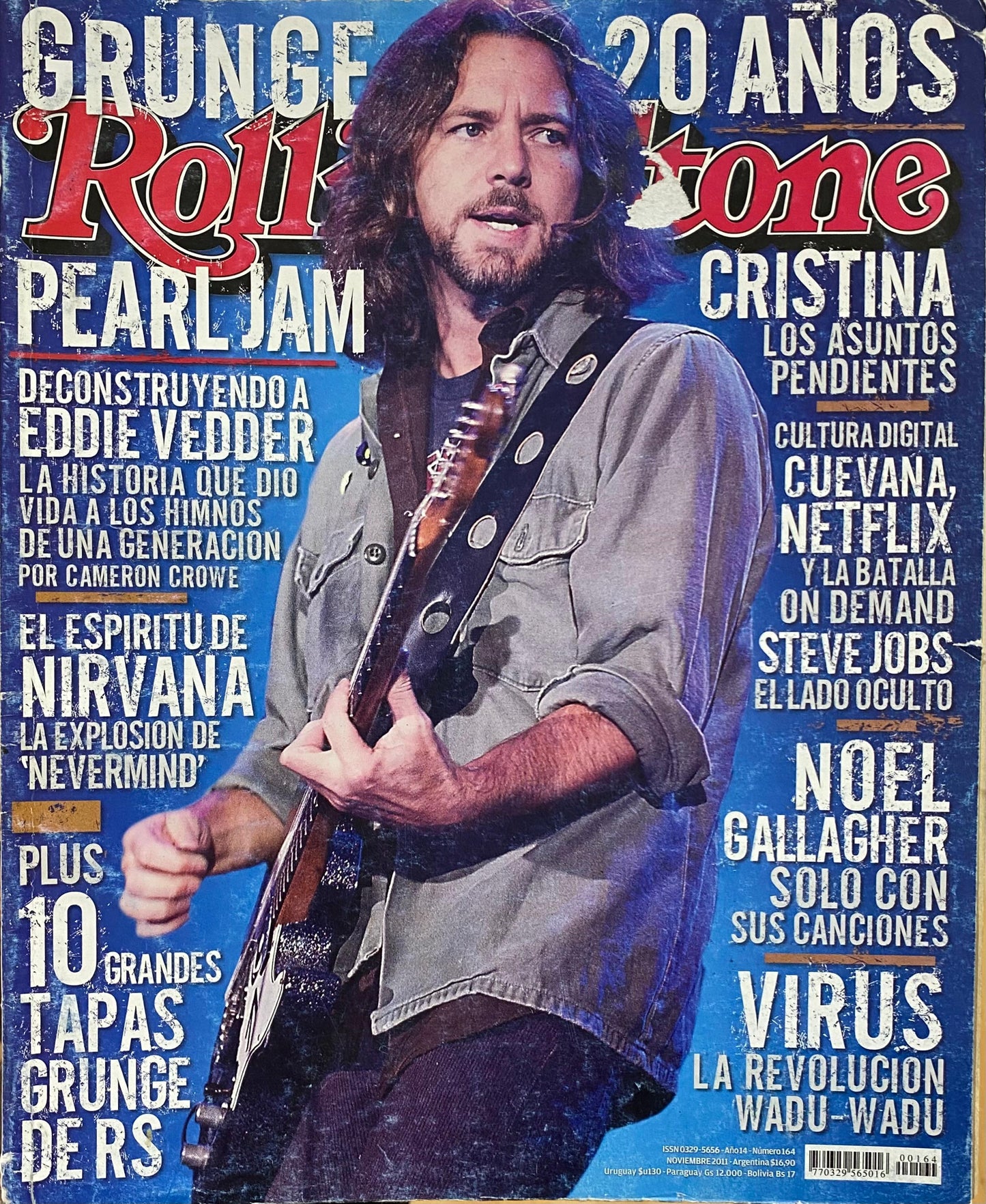 Rolling Stone Argentina, RS 164, noviembre 2011, Grunge 20 años (Pearl Jam, Nirvana, Noel Gallagher, Virus)