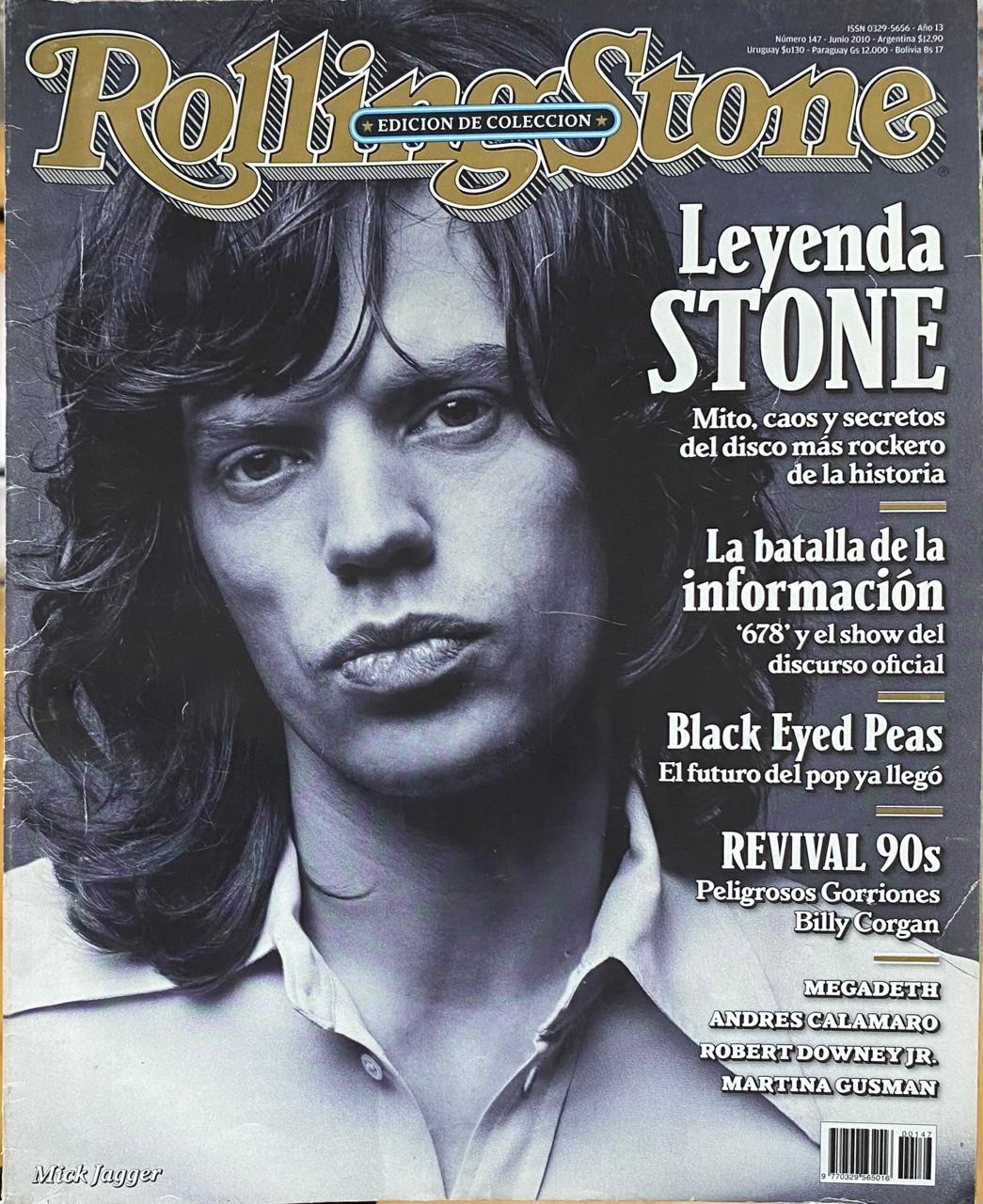 Rolling Stone Argentina, RS 147, Edición de colección, junio 2010, Leyenda Stone (Rolling Stones, Black Eyed Peas, Billy Corgan, Megadeth)