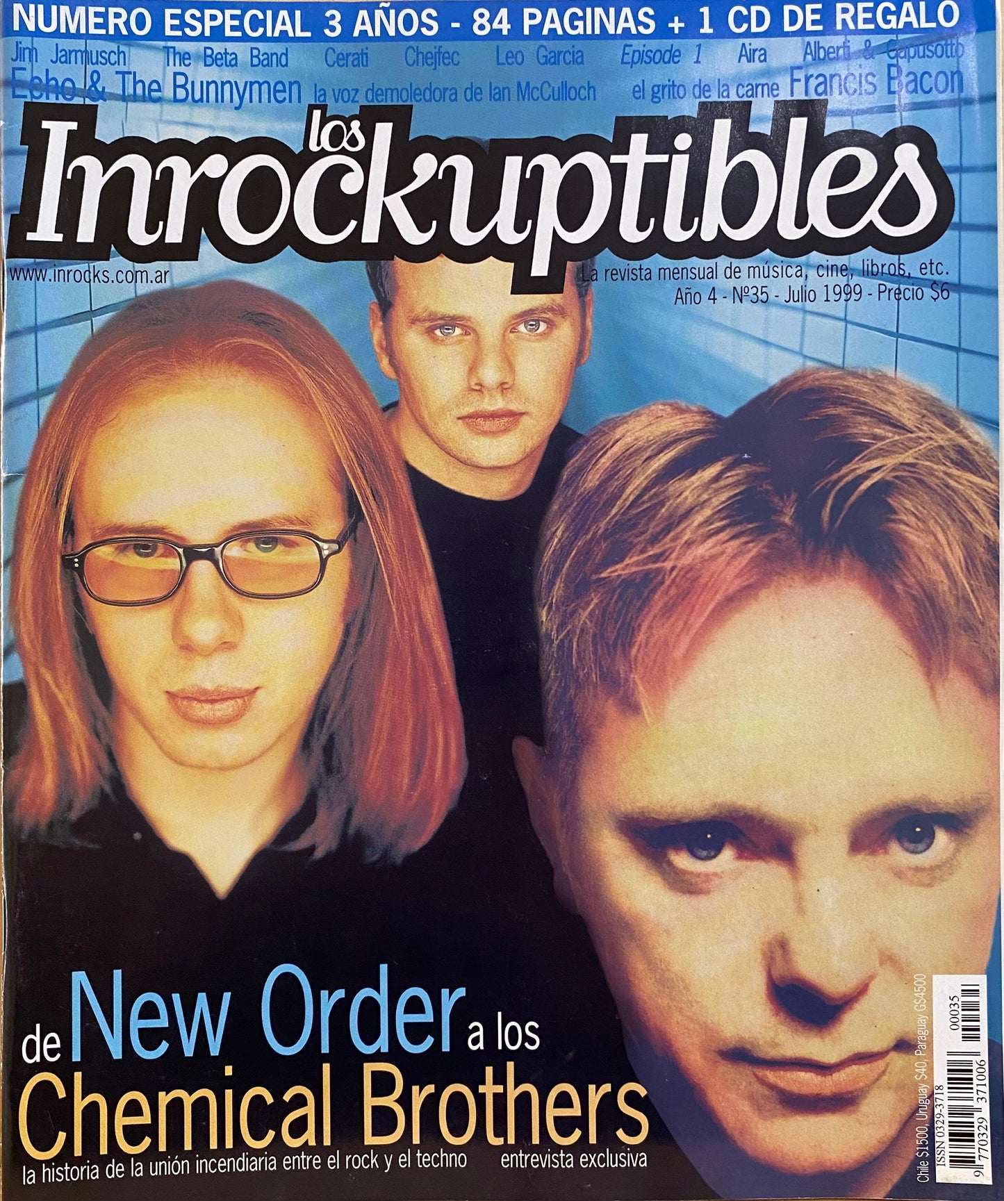 Los Inrockuptibles, N°35, julio 1999, De New Order a los Chemical Brothers (Jim Jarmusch, Echo & The Bunnymen, Leo García, Francis Bacon, Cerati, César Aira)