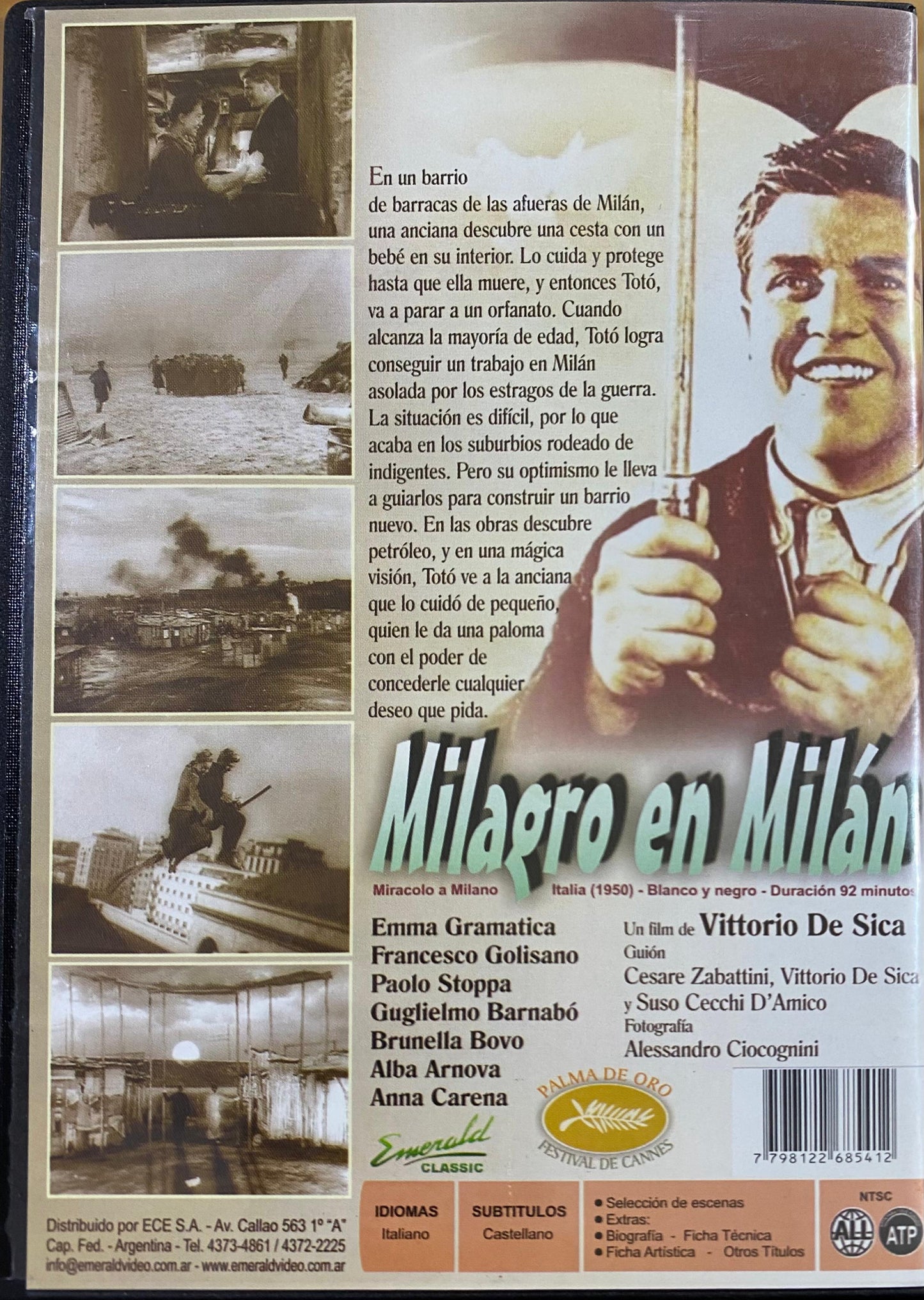 Milagro en Milán (Miracolo a Milano), de Vittorio de Sica (DVD, usado)