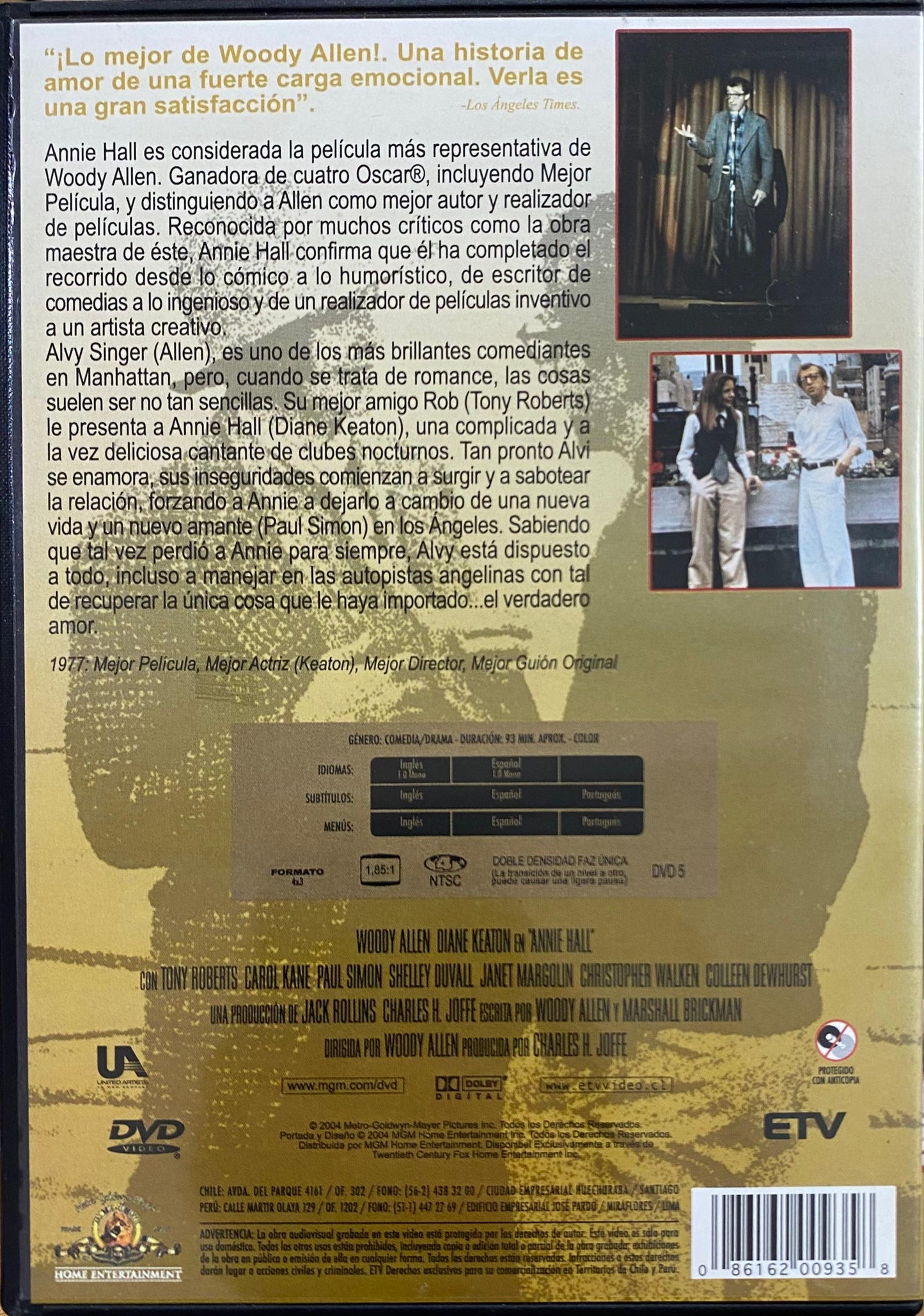 Annie Hall, de Woody Allen (DVD, usado)